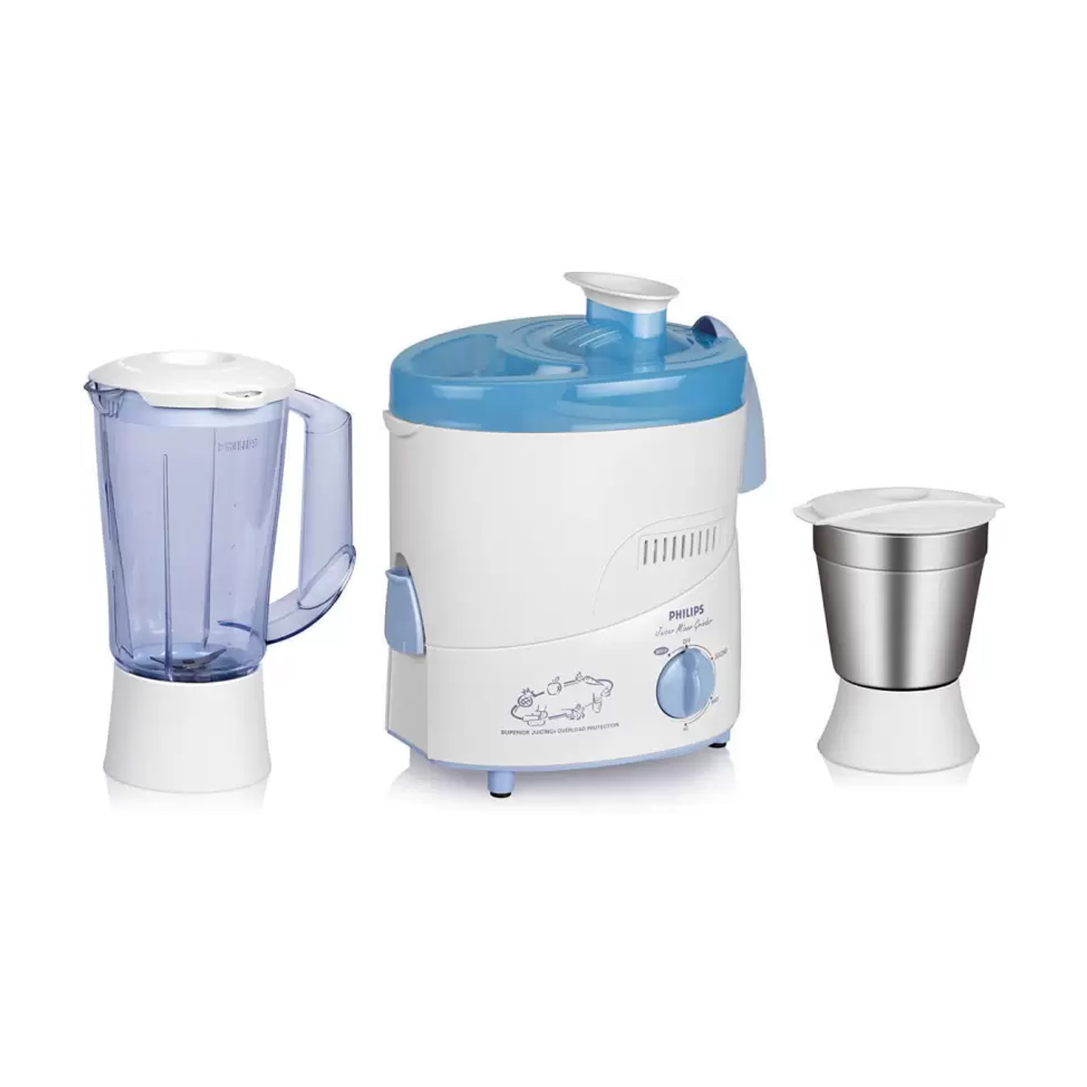 Philips 500W Juicer Mixer Grinder Blue HL1631 ElectricBasket