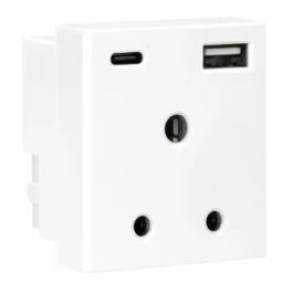 Havells Apogee 3Pin Socket With USB 1C 1A White