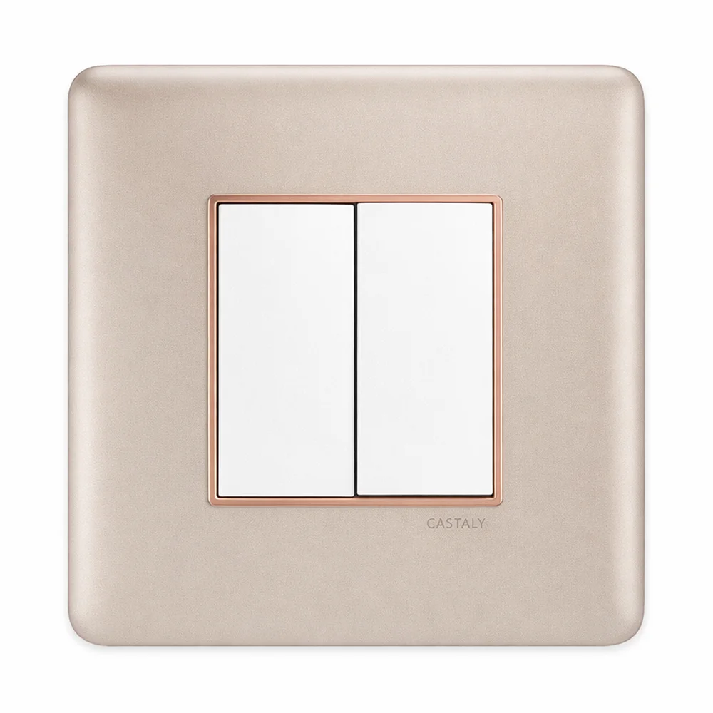 Havells Adiva Modular Combined Plate 8M Champagne Gold With Rose Gold Bezel