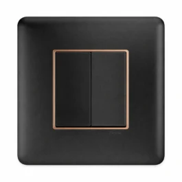 Havells Adiva Modular Combined Plate 4M Black With Rose Gold Bezel