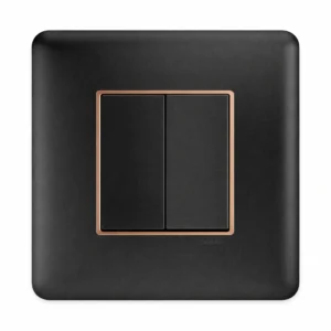 Havells Adiva Modular Combined Plate 4M Black With Rose Gold Bezel