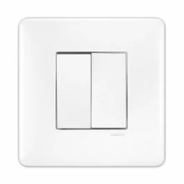 Havells Adiva Modular Combined Plate 8M White With Chrome Bezel