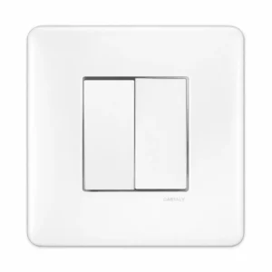 Havells Adiva Modular Combined Plate 2M White With Chrome Bezel