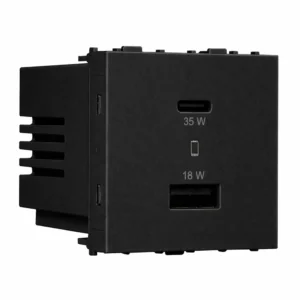 Havells Apogee USB Charging Socket 35W 1C 1A Black