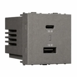 Havells Apogee USB Charging Socket 35W 1C 1A Grey