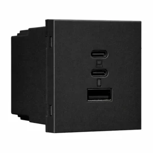 Havells Apogee USB Charging Gan Socket 65W 2C 1A Black